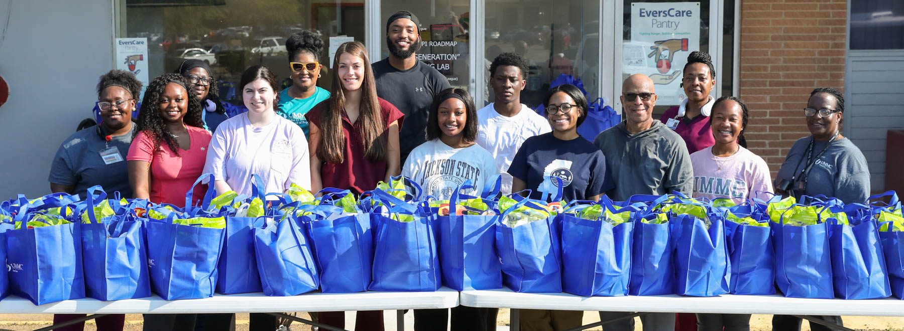 Volunteers for the EversCare Food Pantry during the Christmas season of 2023